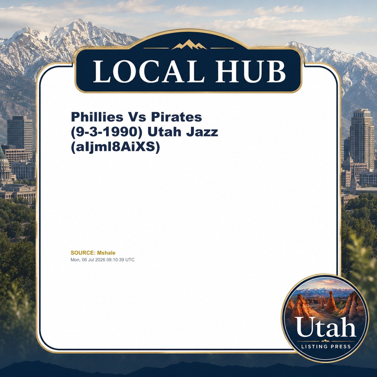Phillies Vs Pirates (9-3-1990) Utah Jazz (aIjml8AiXS)