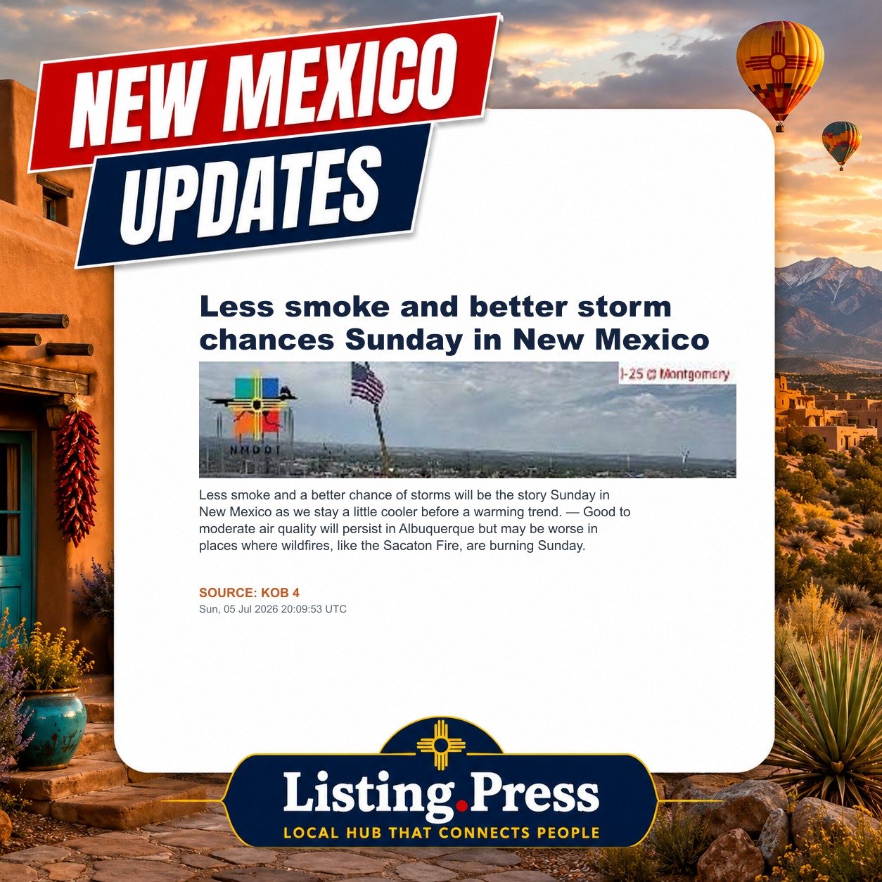 Less smoke and better storm chances Sunday in New Mexico