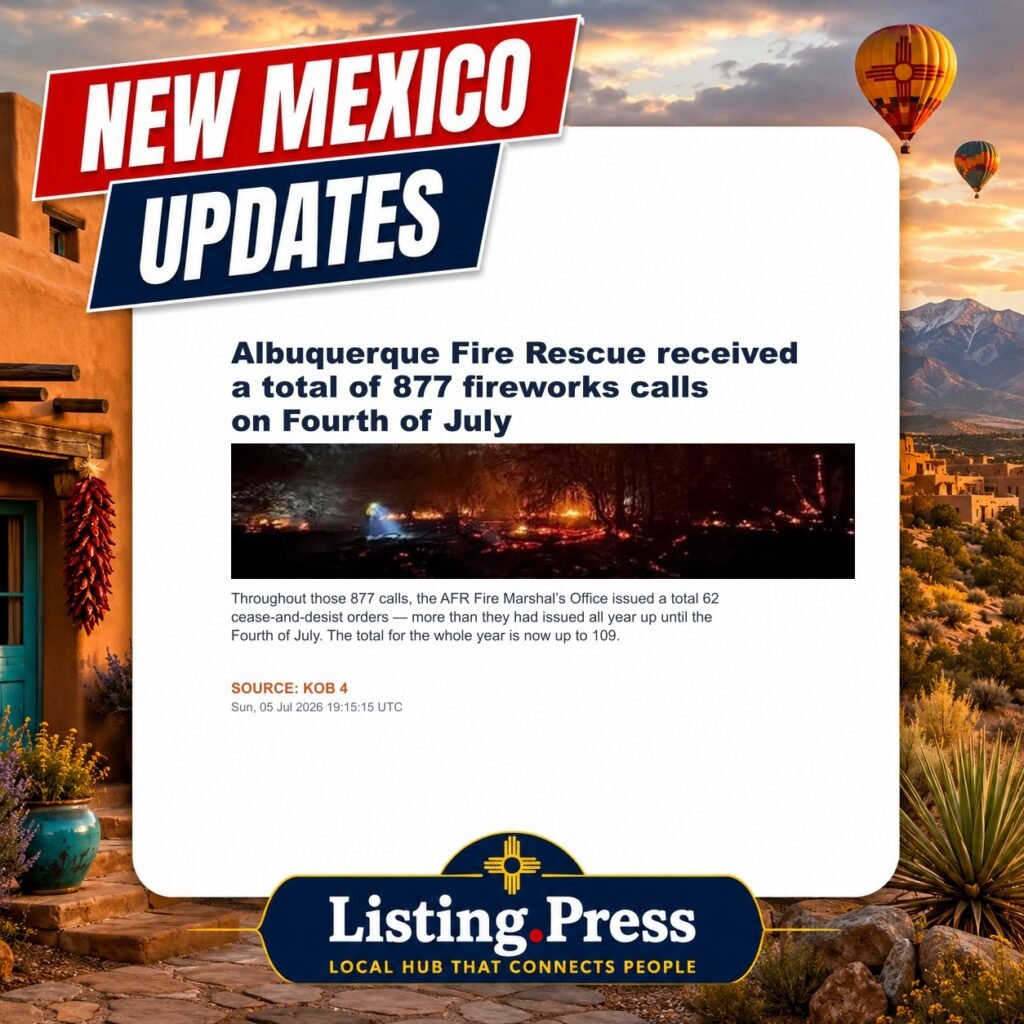Albuquerque Fire Rescue received a total of 877 fireworks calls on Fourth of July