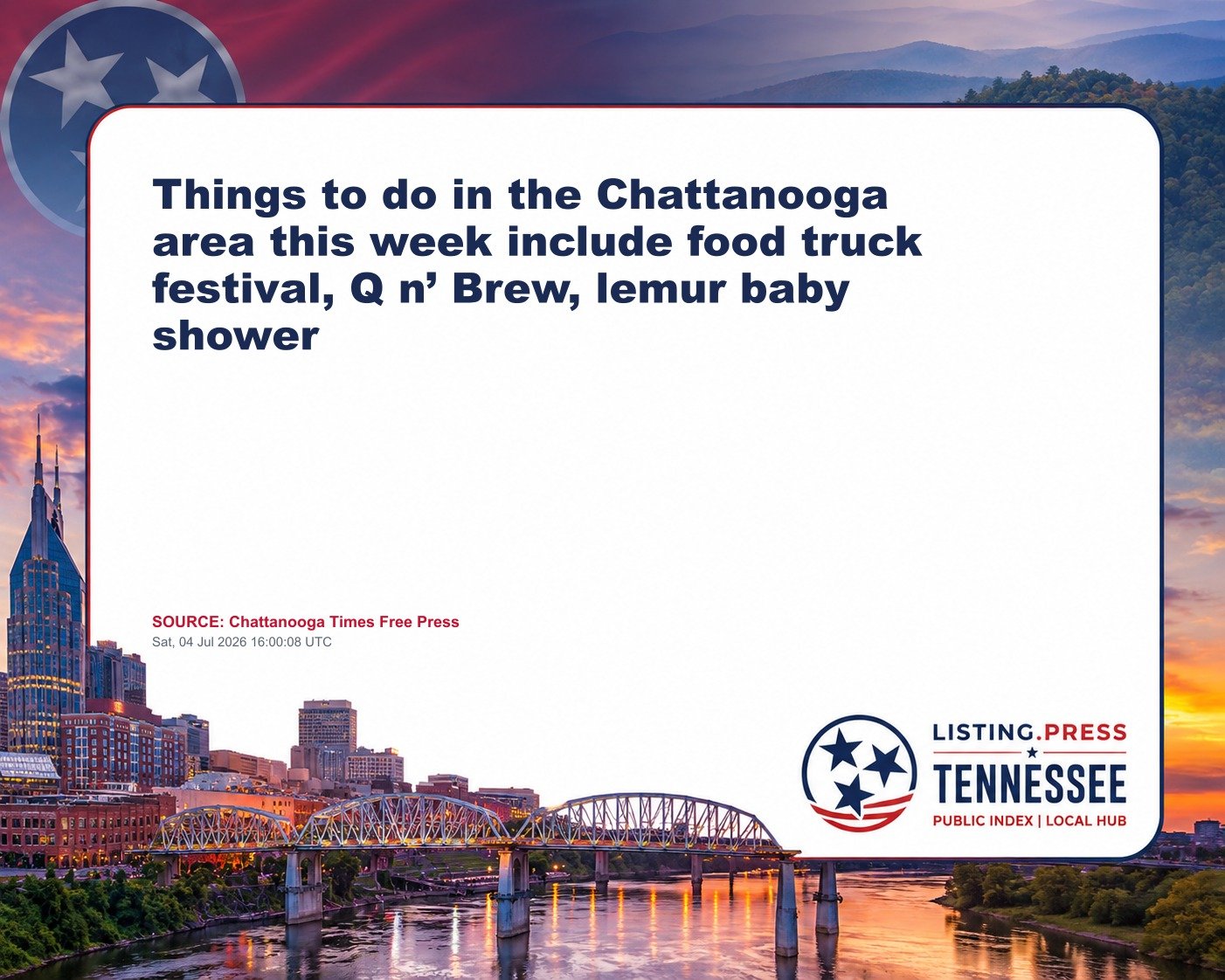 Things to do in the Chattanooga area this week include food truck festival, Q n’ Brew, lemur baby shower