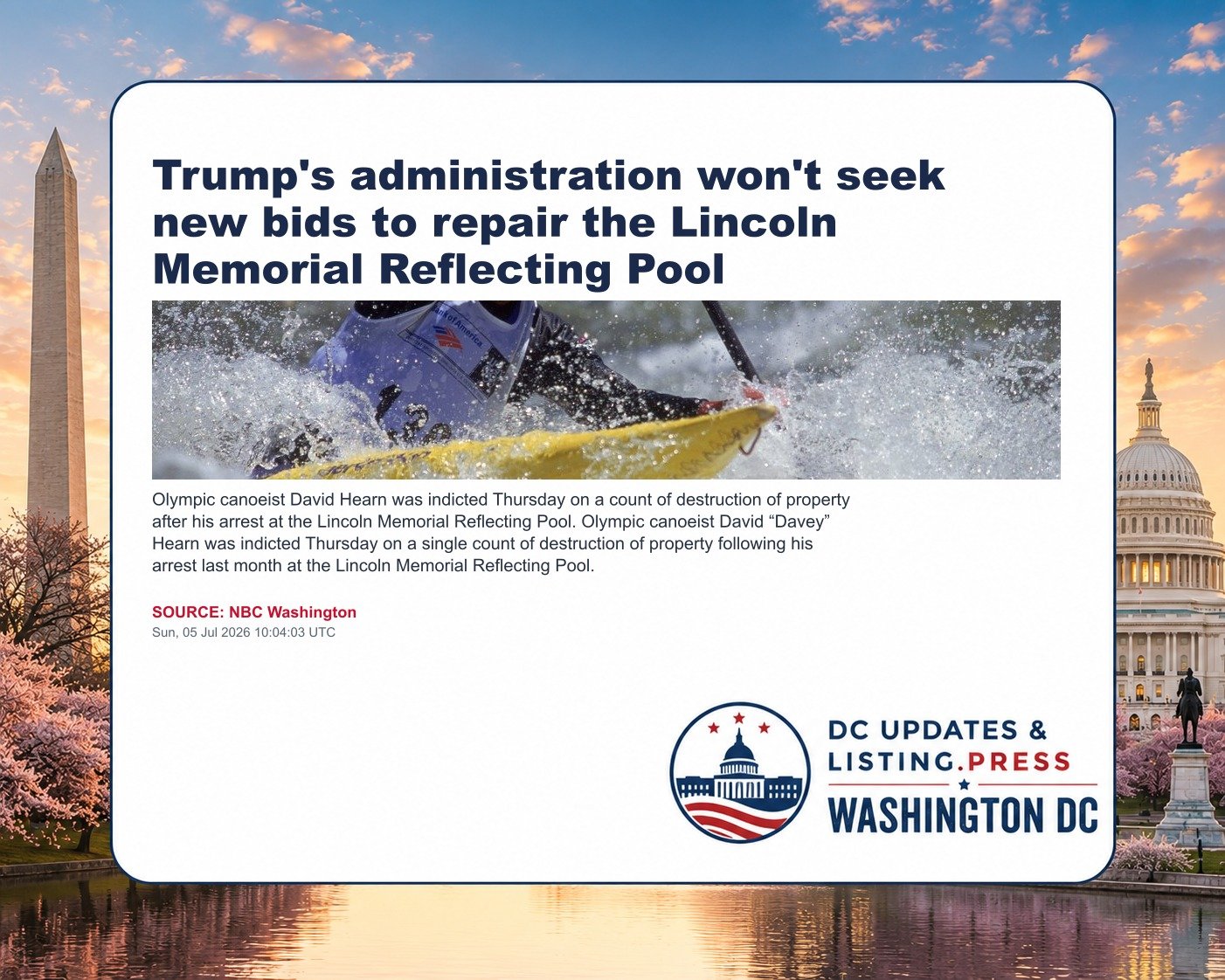 Trump's administration won't seek new bids to repair the Lincoln Memorial Reflecting Pool