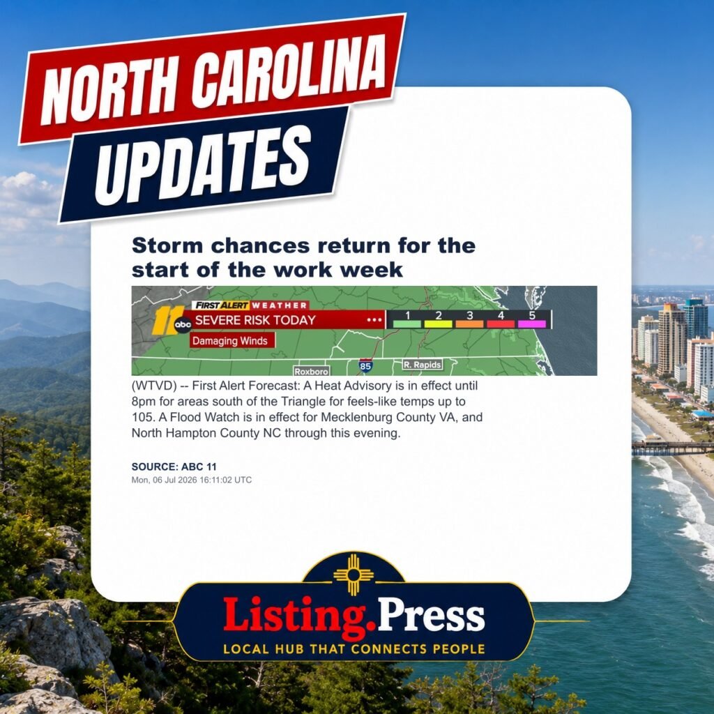 Storm chances return for the start of the work week
