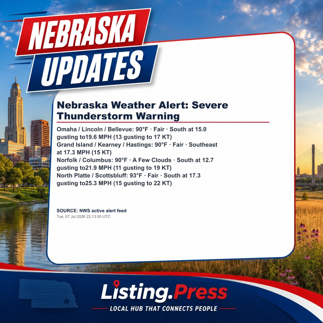 Nebraska Weather Alert: Severe Thunderstorm Warning