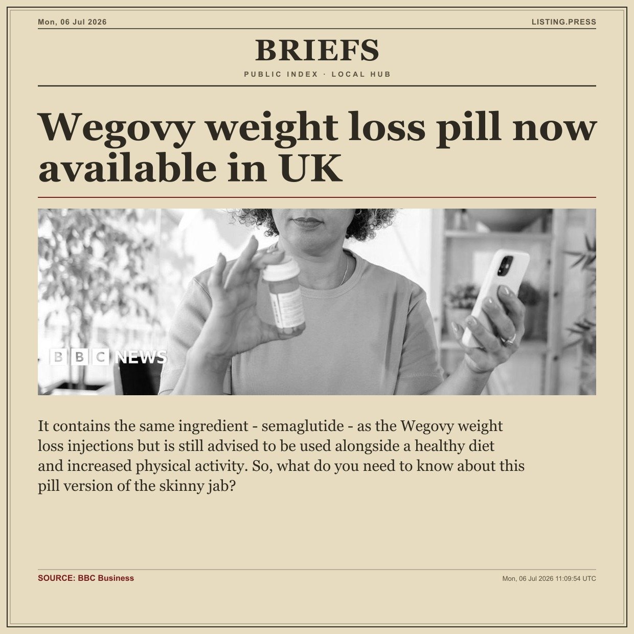 Wegovy weight loss pill now available in UK