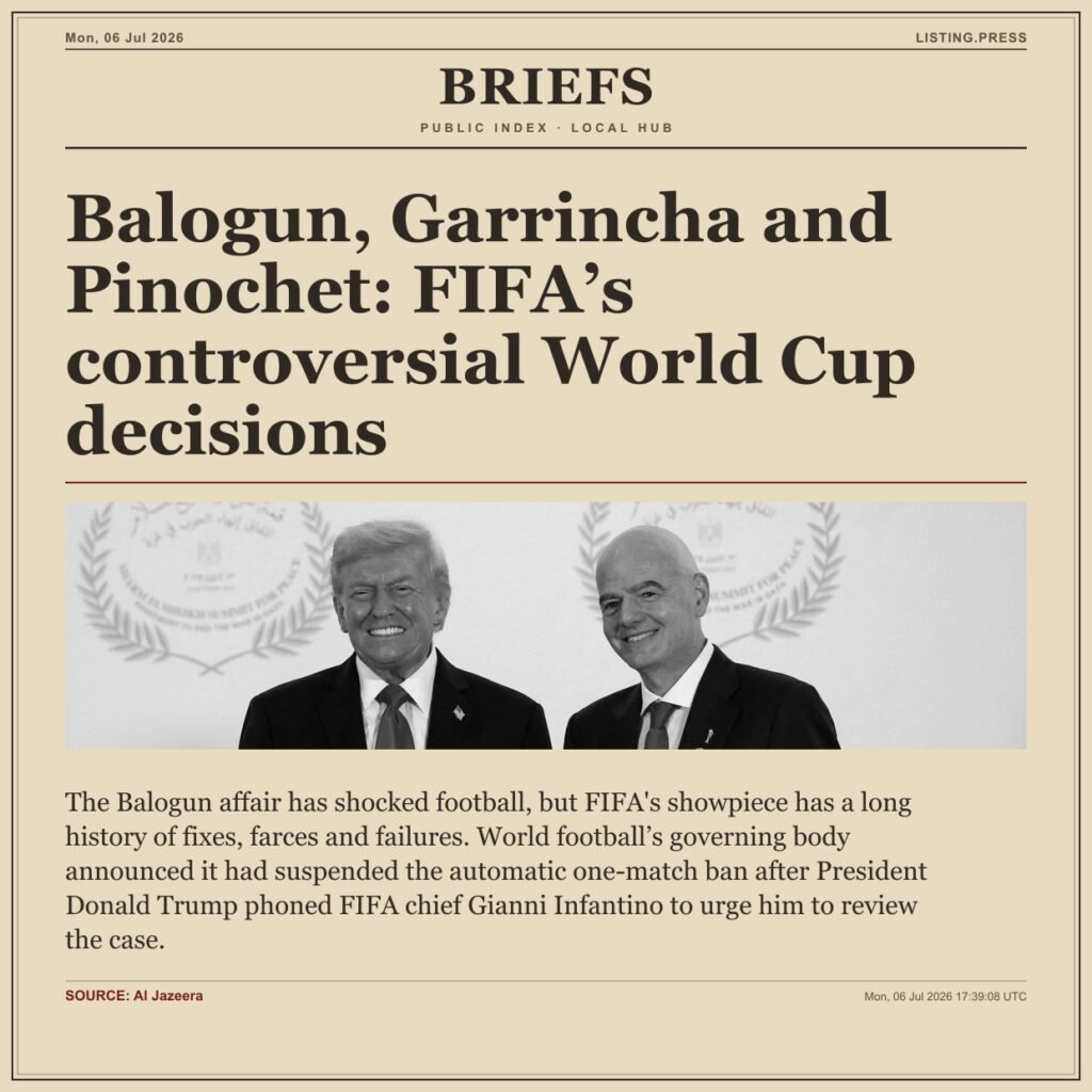 Balogun, Garrincha and Pinochet: FIFA’s controversial World Cup decisions