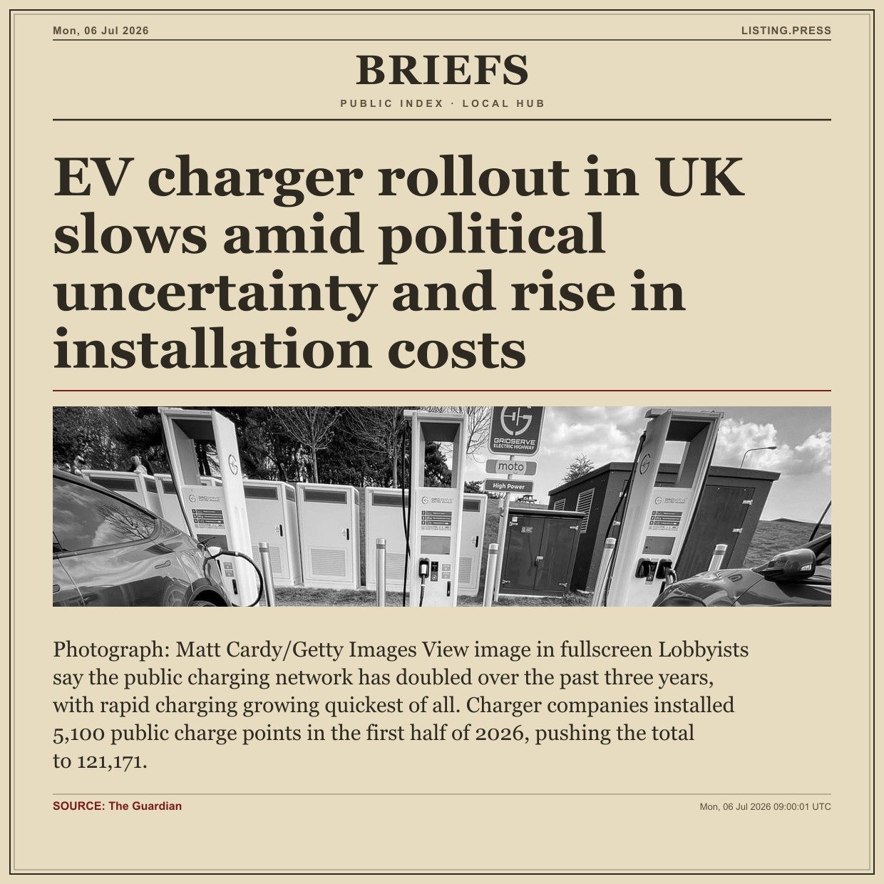 EV charger rollout in UK slows amid political uncertainty and rise in installation costs