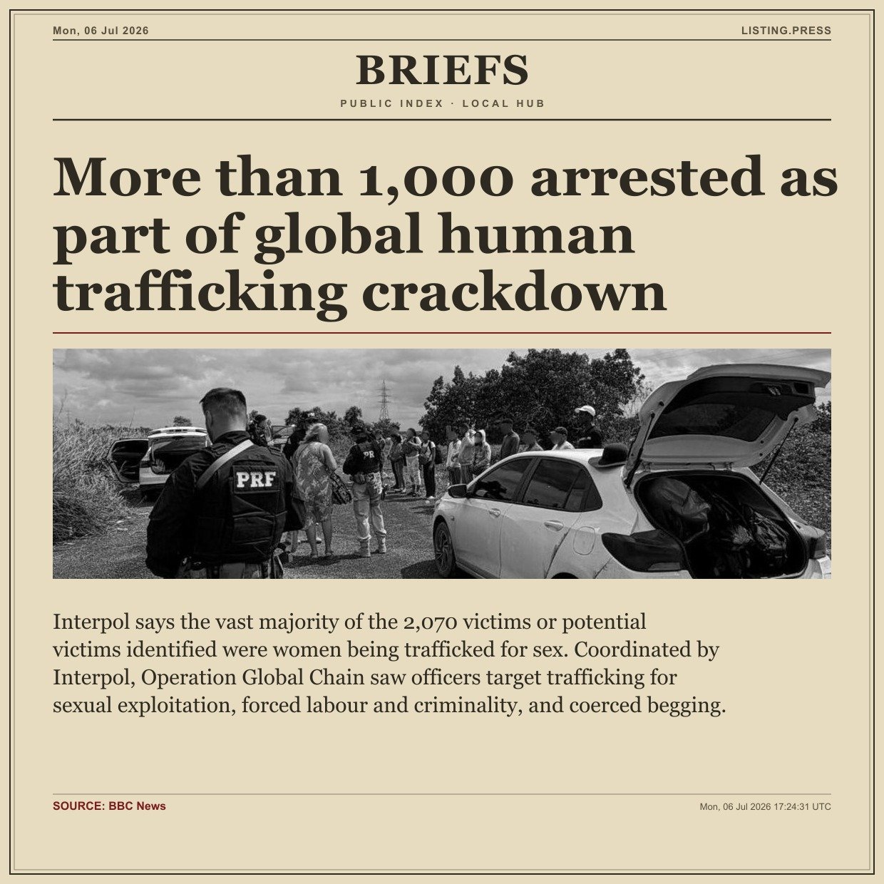 More than 1,000 arrested as part of global human trafficking crackdown