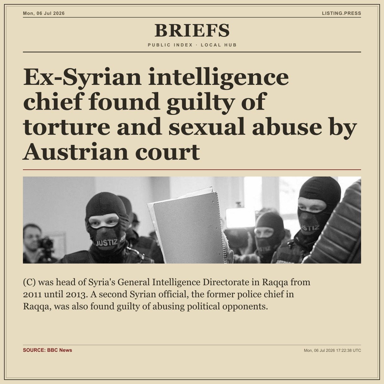 Ex-Syrian intelligence chief found guilty of torture and sexual abuse by Austrian court