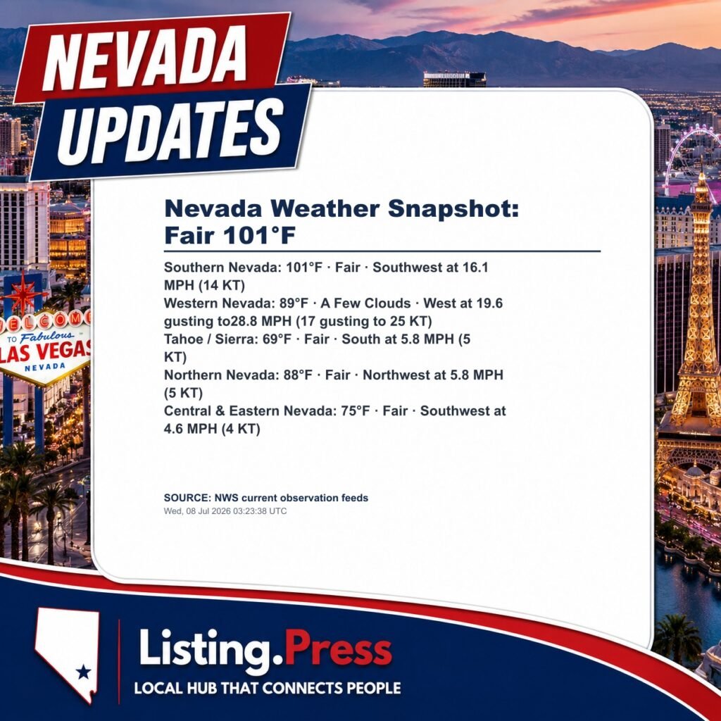 Nevada Weather Snapshot: Fair 101°F