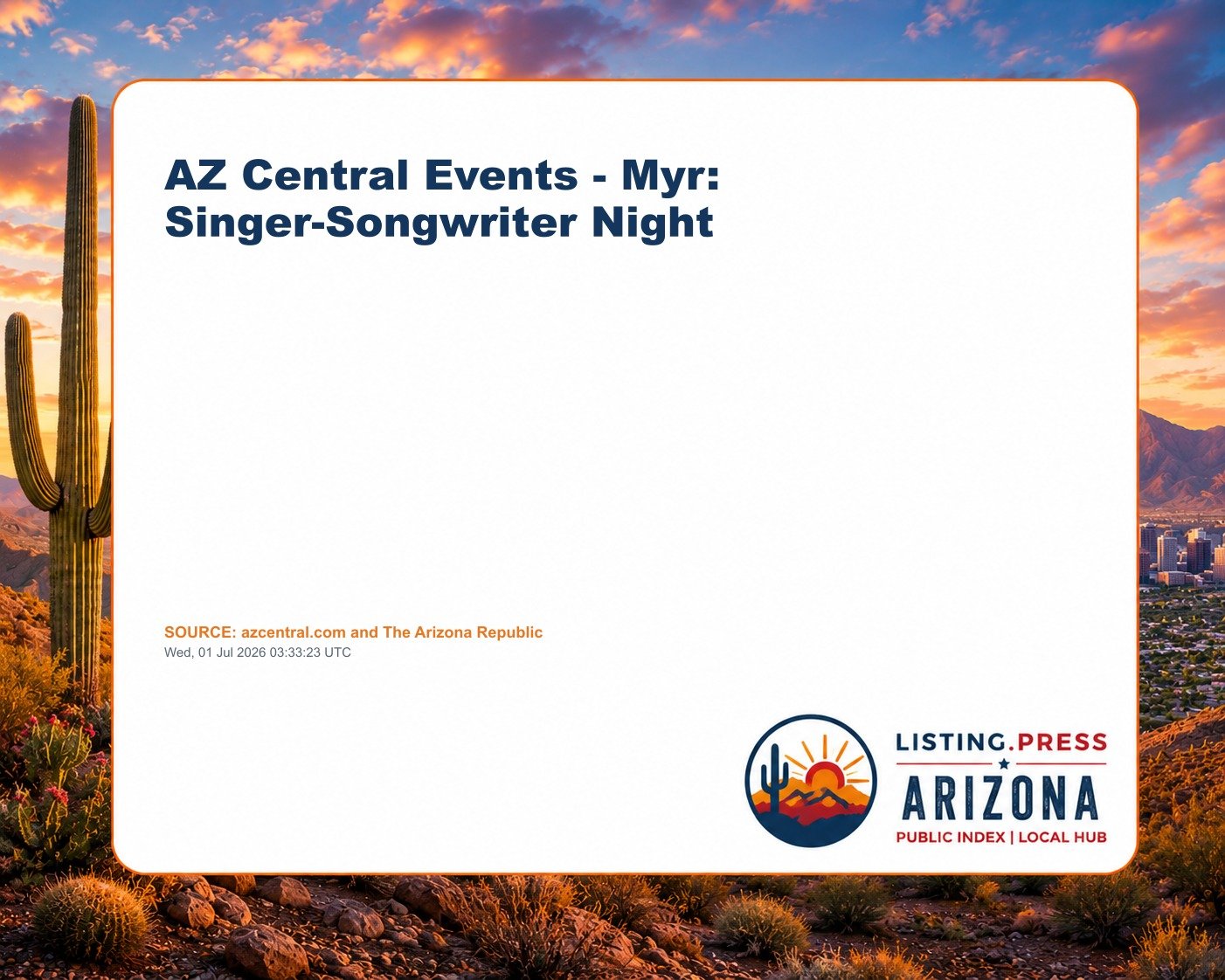 AZ Central Events - Myr: Singer-Songwriter Night