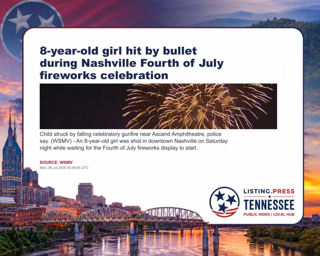 8-year-old girl hit by bullet during Nashville Fourth of July fireworks celebration