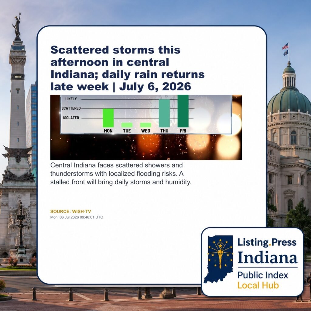 Scattered storms this afternoon in central Indiana; daily rain returns late week | July 6, 2026