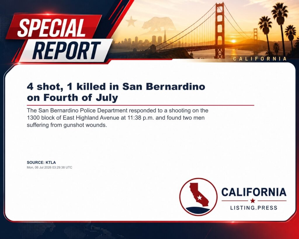 4 shot, 1 killed in San Bernardino on Fourth of July