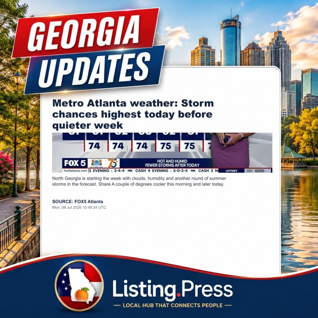 Metro Atlanta weather: Storm chances highest today before quieter week
