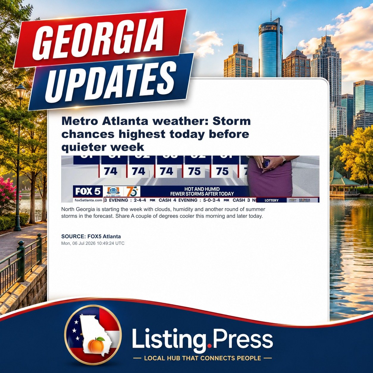 Metro Atlanta weather: Storm chances highest today before quieter week
