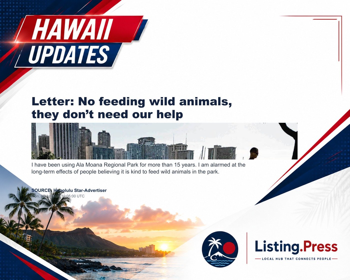Letter: No feeding wild animals, they don’t need our help