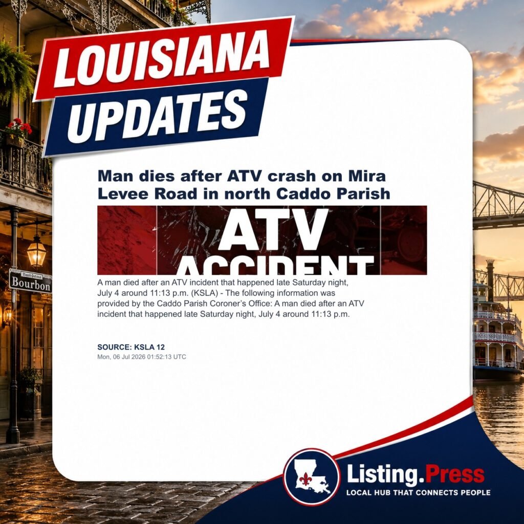 Man dies after ATV crash on Mira Levee Road in north Caddo Parish