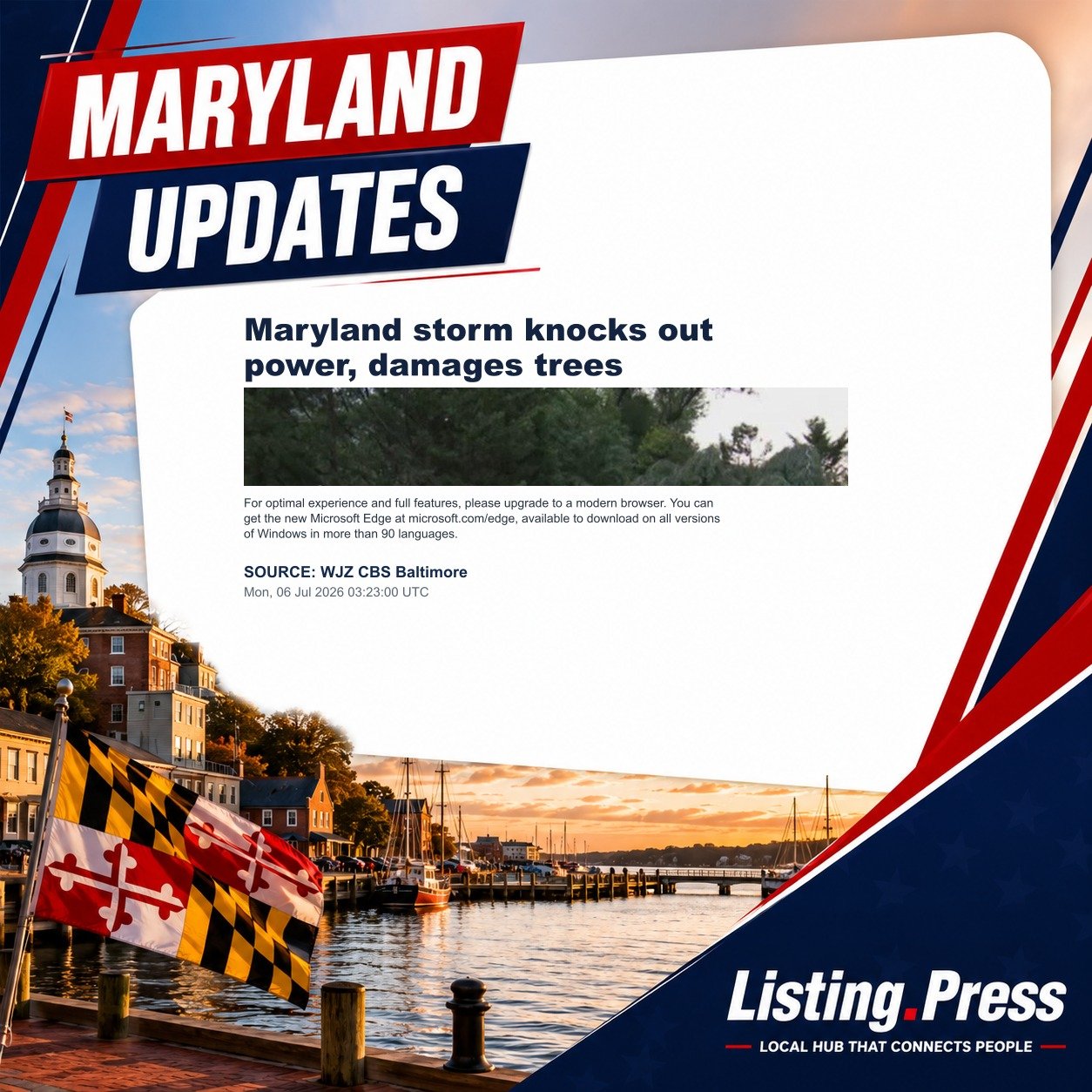 Maryland storm knocks out power, damages trees