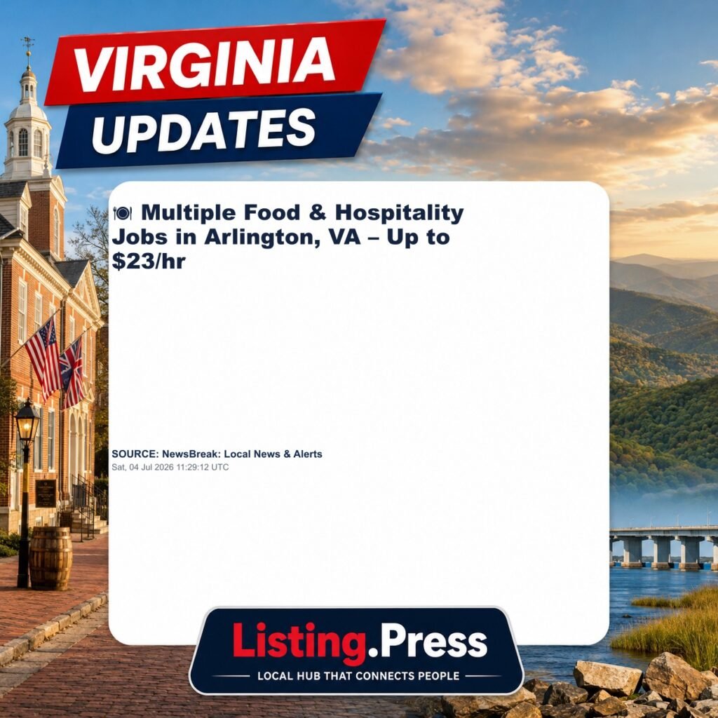 🍽️ Multiple Food & Hospitality Jobs in Arlington, VA – Up to $23/hr