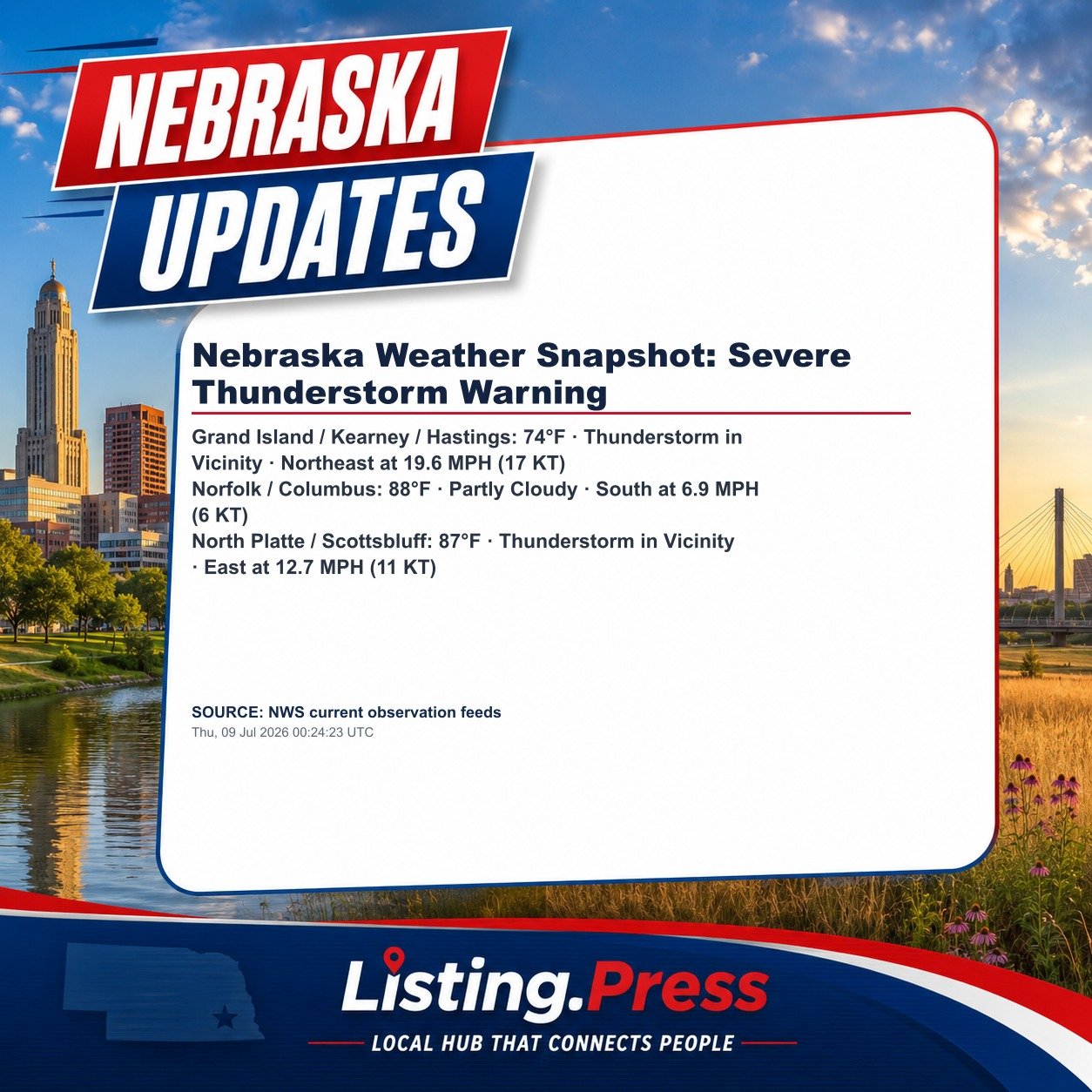 Nebraska Weather Snapshot: Severe Thunderstorm Warning