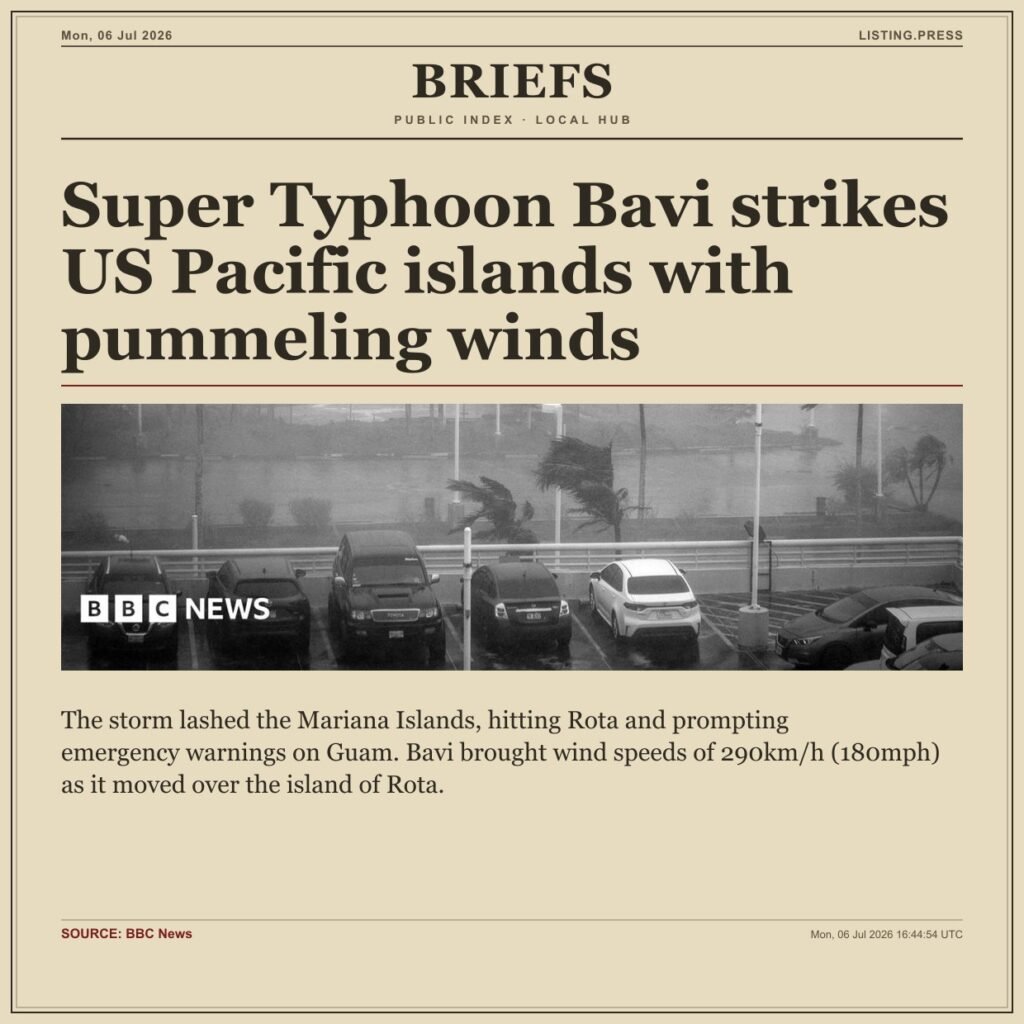 Super Typhoon Bavi strikes US Pacific islands with pummeling winds