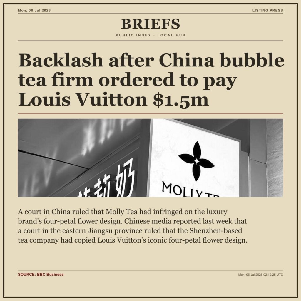 Backlash after China bubble tea firm ordered to pay Louis Vuitton $1.5m
