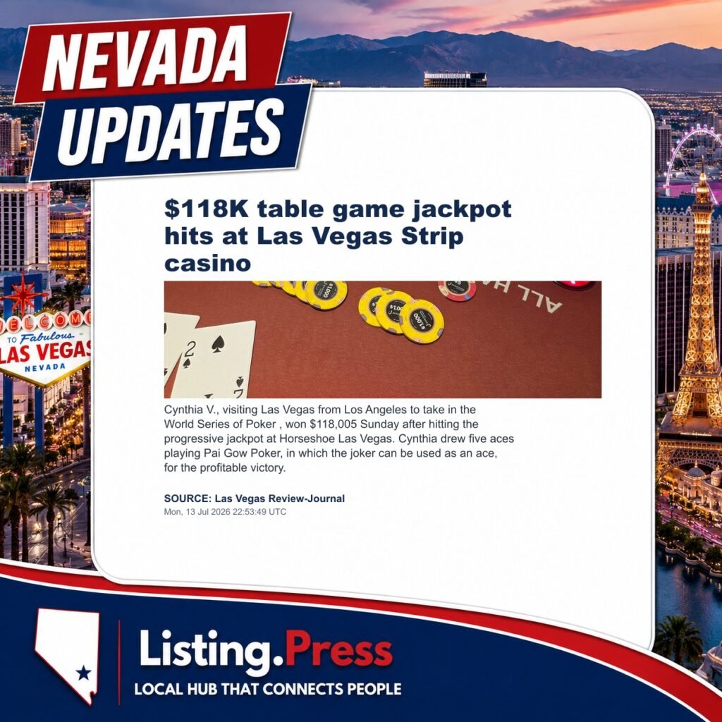 $118K table game jackpot hits at Las Vegas Strip casino