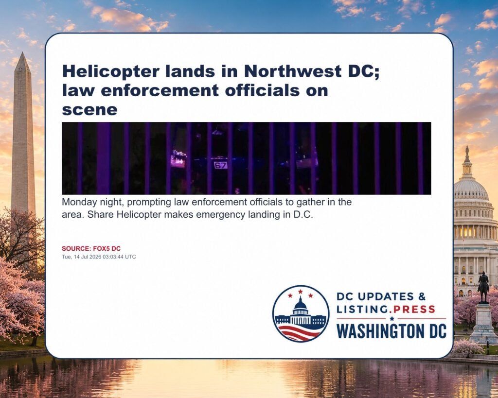 Helicopter lands in Northwest DC; law enforcement officials on scene
