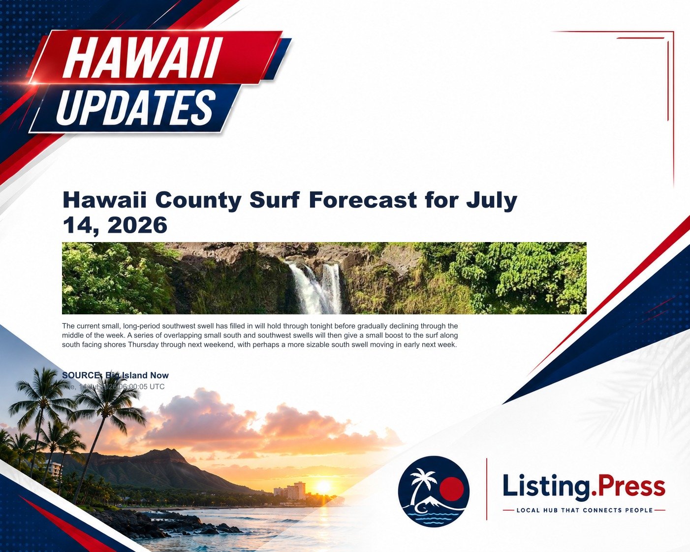 Hawaii County Surf Forecast for July 14, 2026