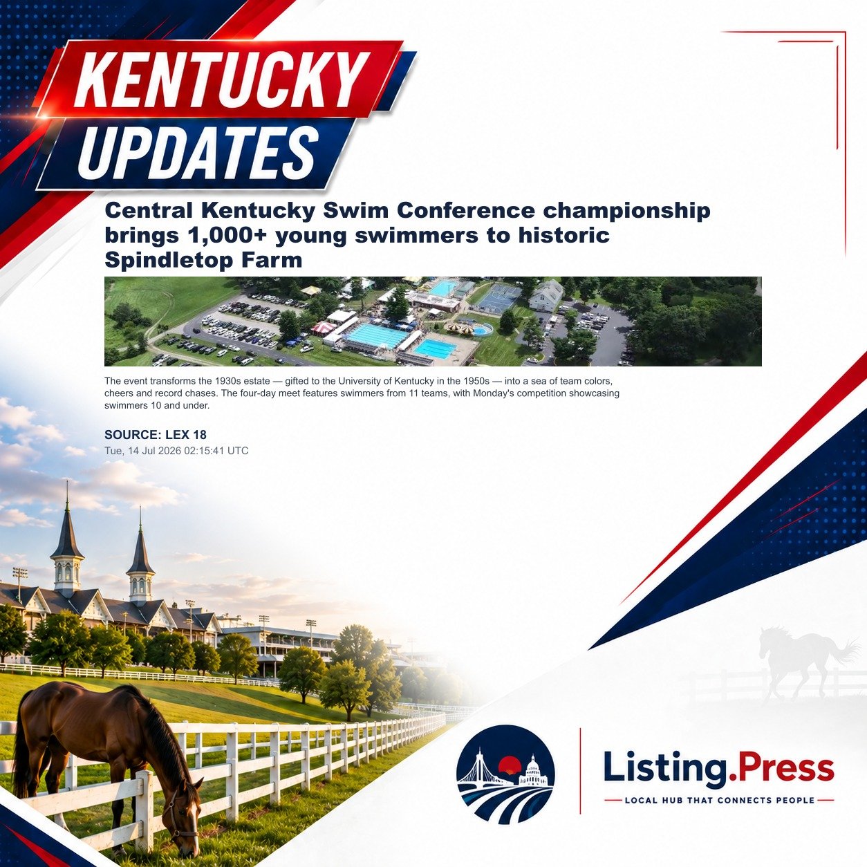 Central Kentucky Swim Conference championship brings 1,000+ young swimmers to historic Spindletop Farm