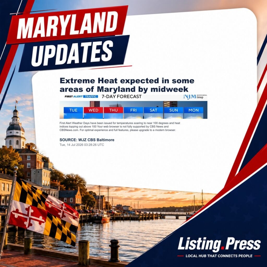 Extreme Heat expected in some areas of Maryland by midweek
