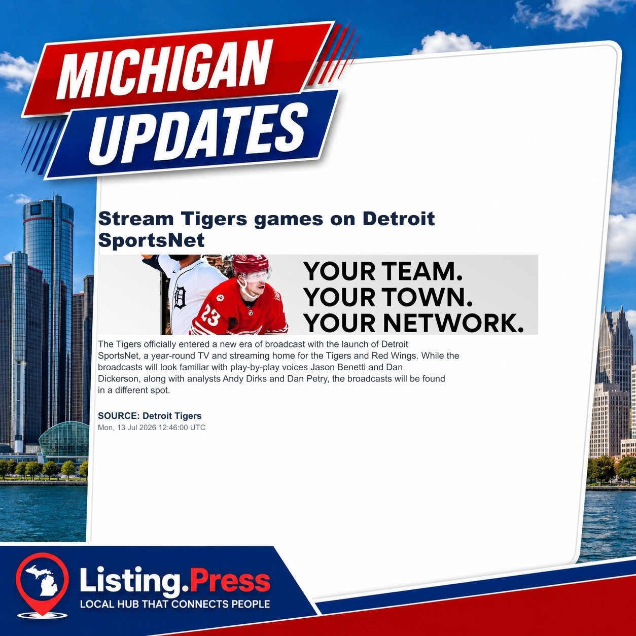 Stream Tigers games on Detroit SportsNet