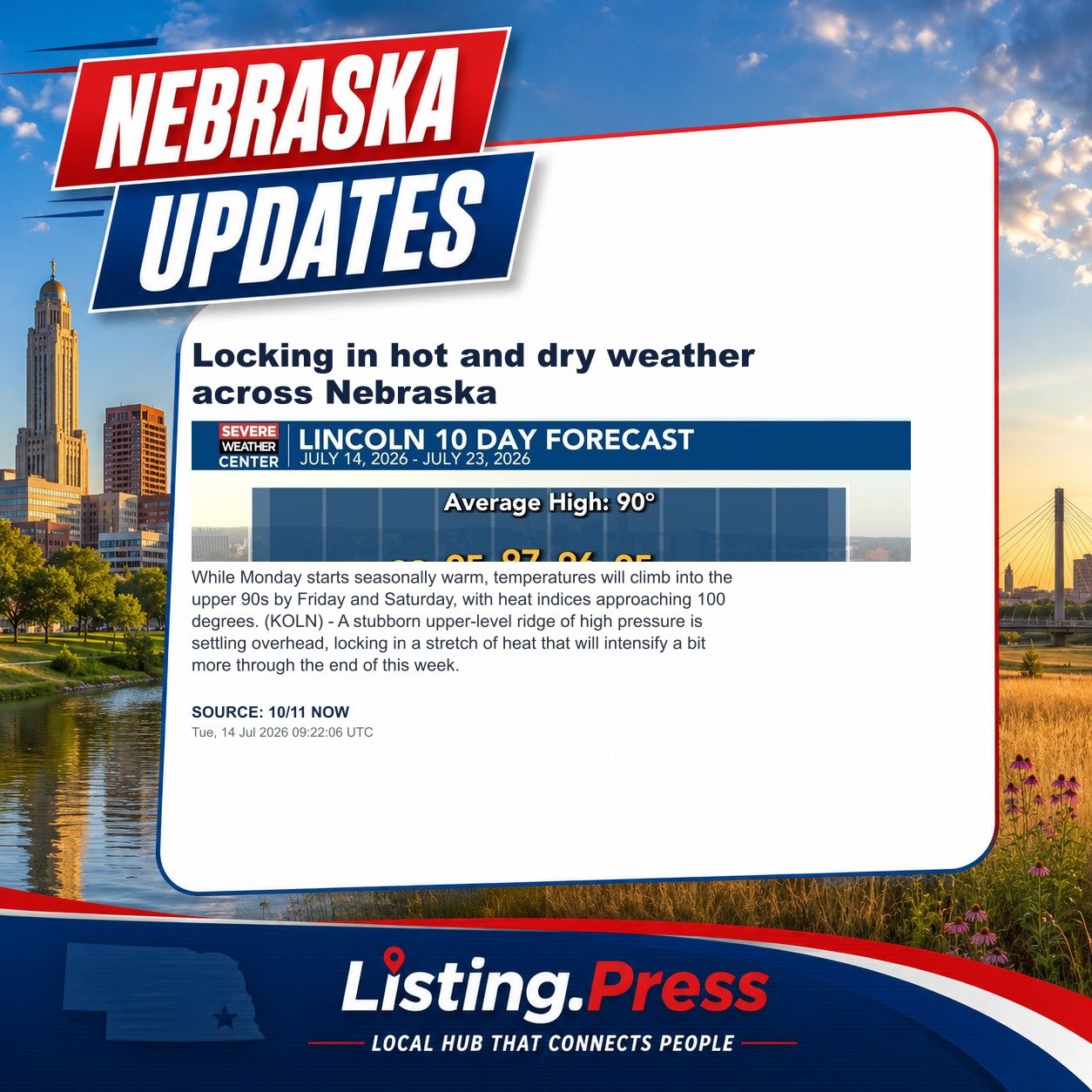 Locking in hot and dry weather across Nebraska
