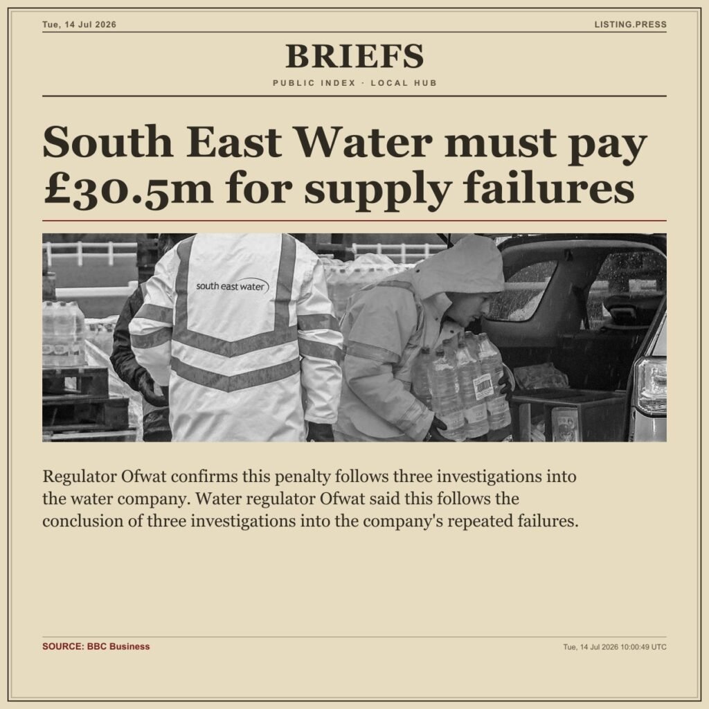 South East Water must pay £30.5m for supply failures