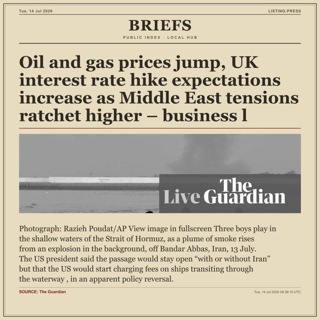 Oil and gas prices jump, UK interest rate hike expectations increase as Middle East tensions ratchet higher – business l