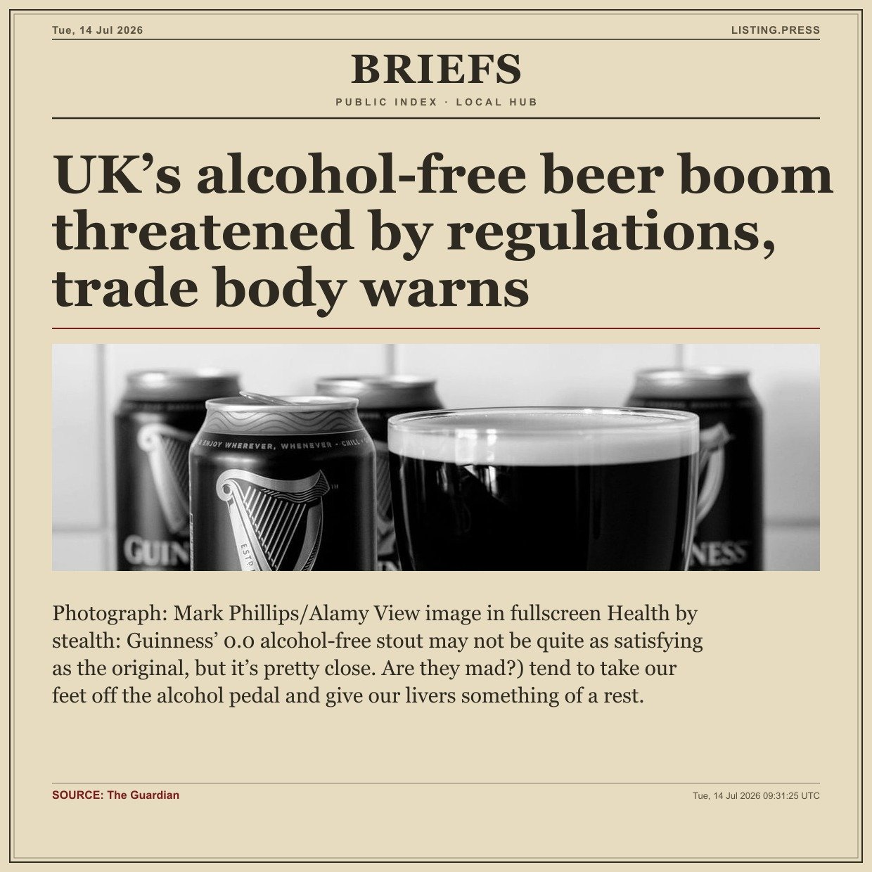 UK’s alcohol-free beer boom threatened by regulations, trade body warns