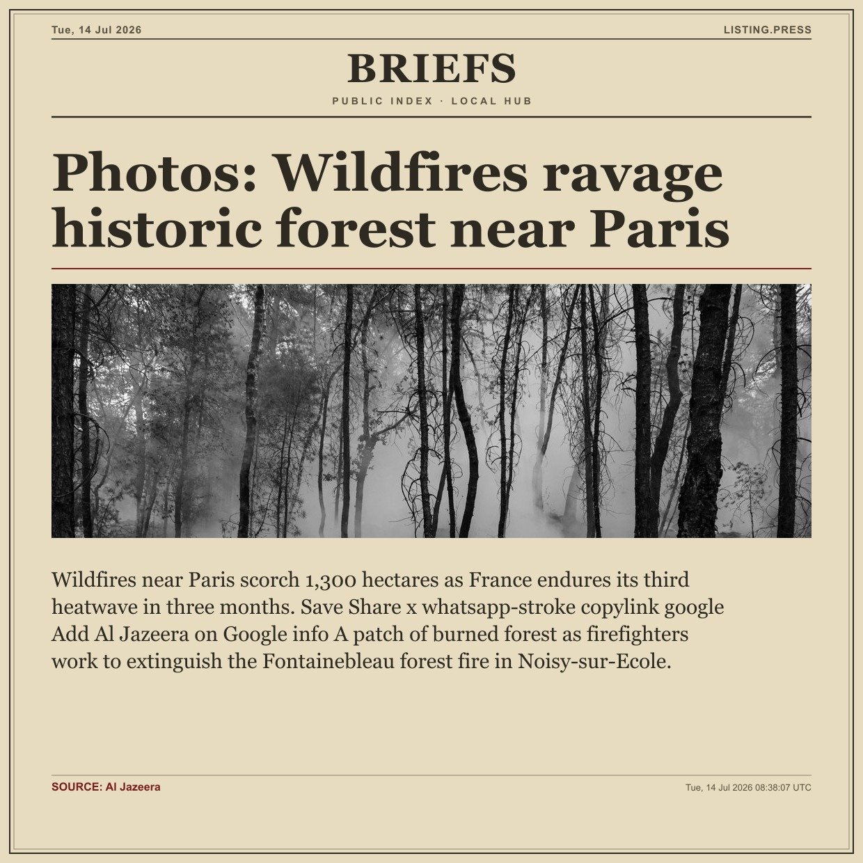 Photos: Wildfires ravage historic forest near Paris
