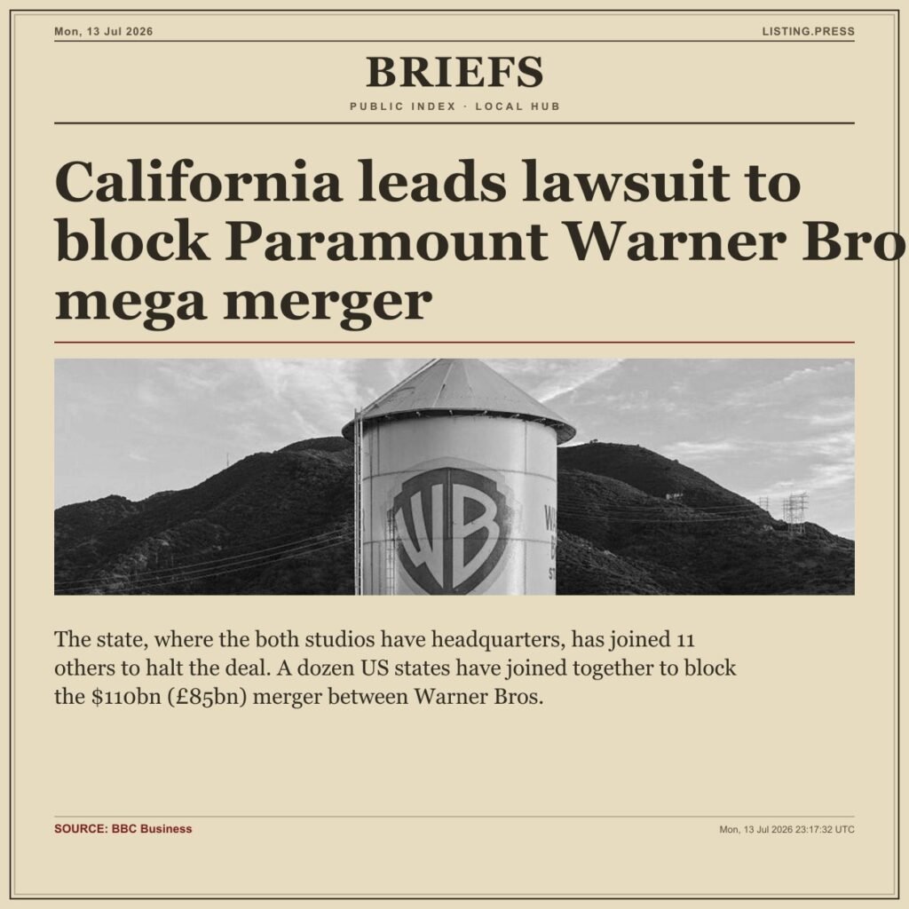 California leads lawsuit to block Paramount Warner Bros mega merger