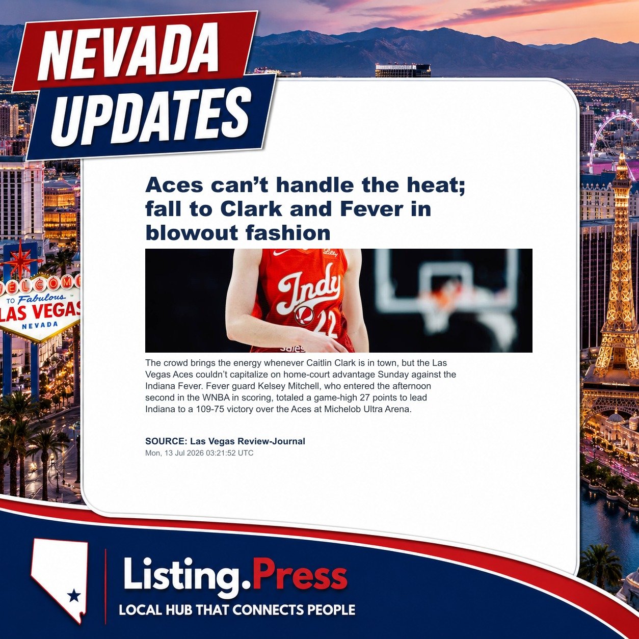 Aces can’t handle the heat; fall to Clark and Fever in blowout fashion