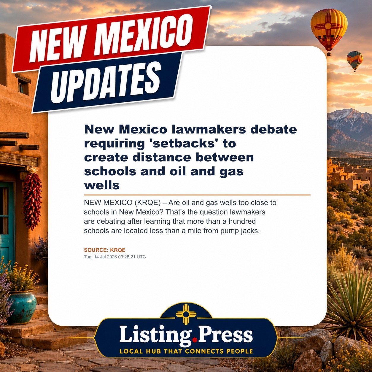 New Mexico lawmakers debate requiring 'setbacks' to create distance between schools and oil and gas wells