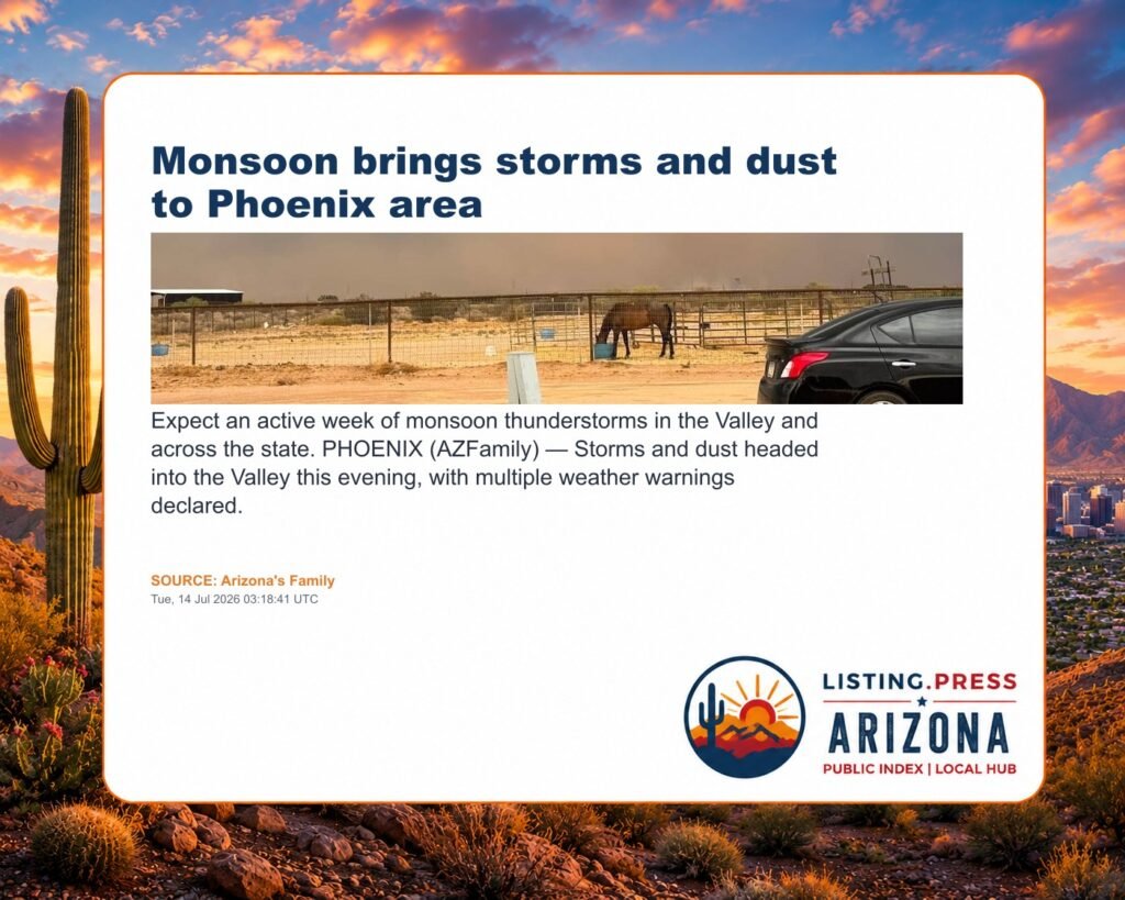 Monsoon brings storms and dust to Phoenix area