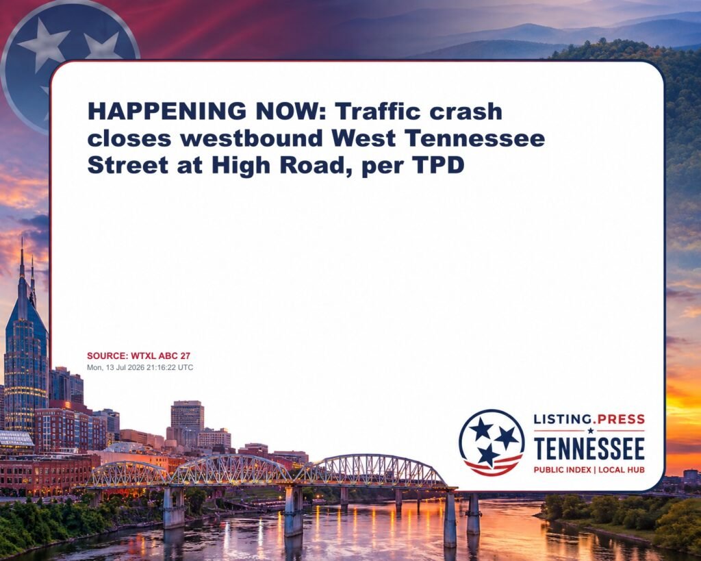 HAPPENING NOW: Traffic crash closes westbound West Tennessee Street at High Road, per TPD