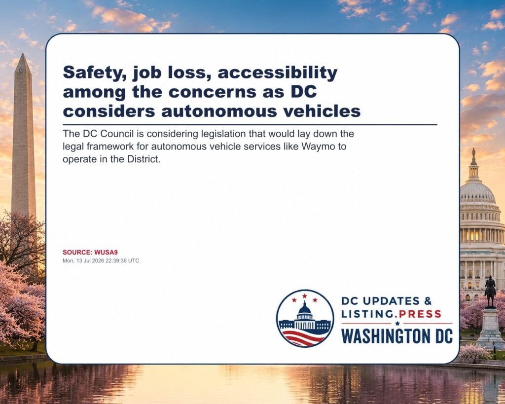 Safety, job loss, accessibility among the concerns as DC considers autonomous vehicles