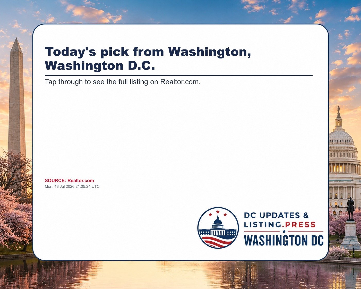 Today's pick from Washington, Washington D.C.