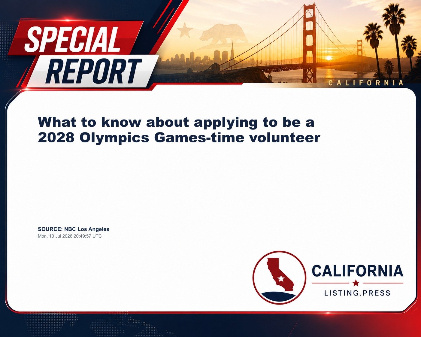 What to know about applying to be a 2028 Olympics Games-time volunteer