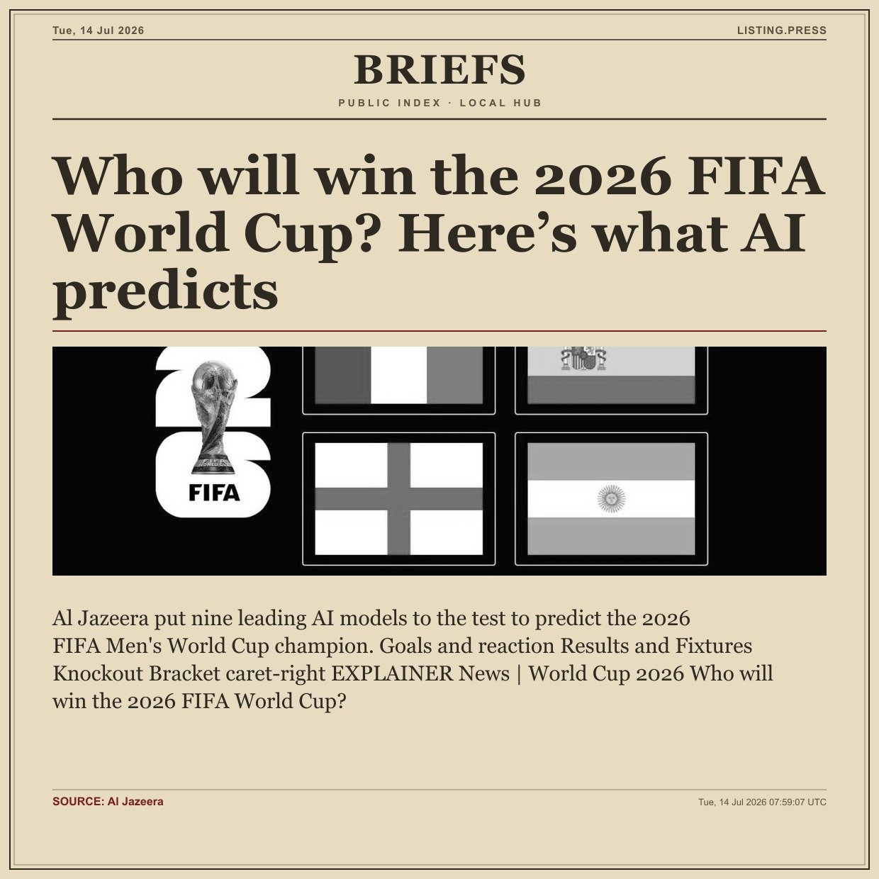 Who will win the 2026 FIFA World Cup? Here’s what AI predicts