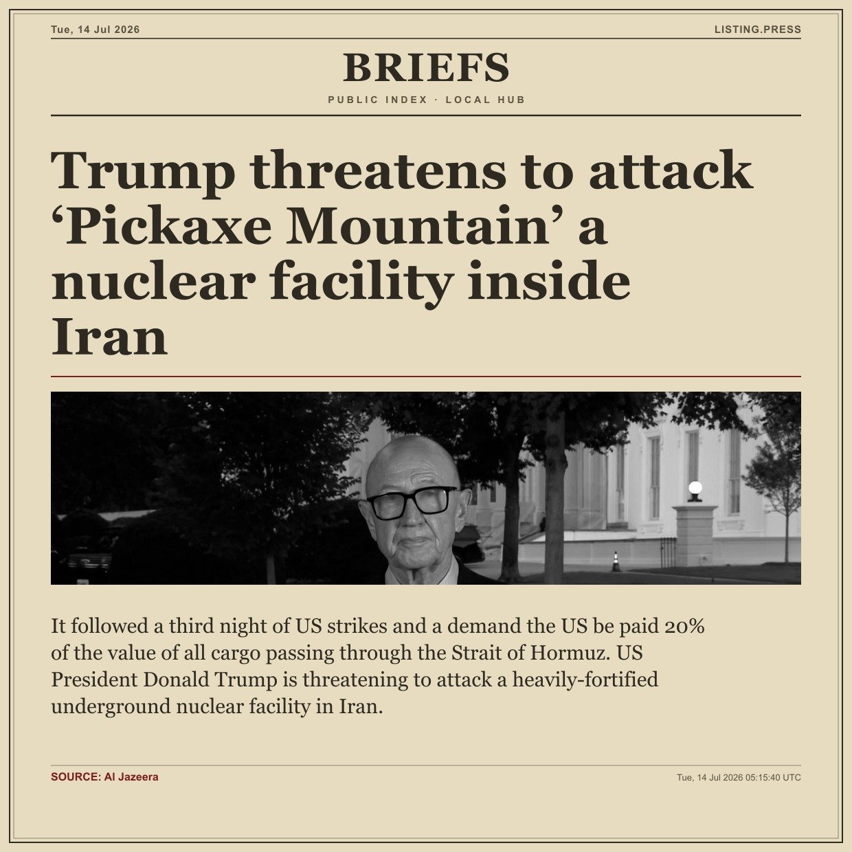 Trump threatens to attack ‘Pickaxe Mountain’ a nuclear facility inside Iran