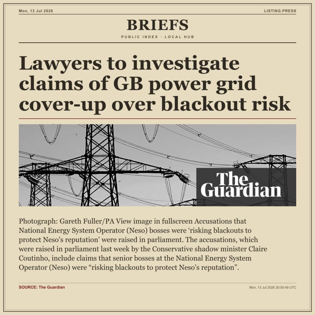 Lawyers to investigate claims of GB power grid cover-up over blackout risk