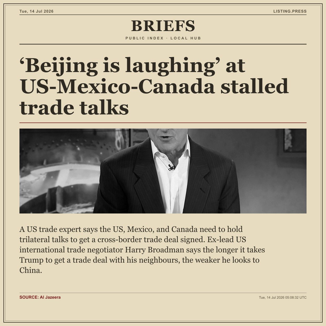 ‘Beijing is laughing’ at US-Mexico-Canada stalled trade talks