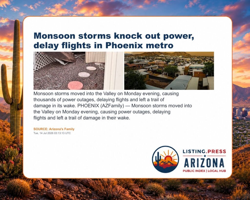 Monsoon storms knock out power, delay flights in Phoenix metro